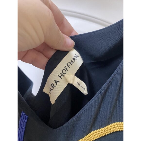 Mara Hoffman Georgia Face Dress Womens Large Beaded Art Slip Midi V Neck Strappy - Picture 5 of 7